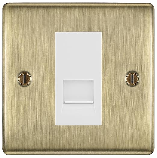BG Nexus Antique Brass Single RJ11 Telephone Socket NABRJ111 - White Insert