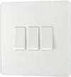 BG PCDCL43W Pearlescent White Evolve 3 Gang 20A 16AX 2 Way Light Switch - White Insert