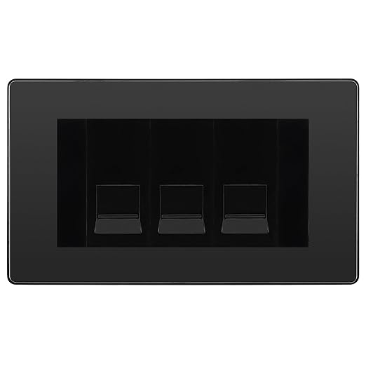 BG Evolve Black Chrome 3 Gang IDC Secondary Telephone Socket - Black Insert