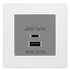 BG Evolve Pearl White 45W USB Wall Socket Euro Module USB-A & C - Grey Insert