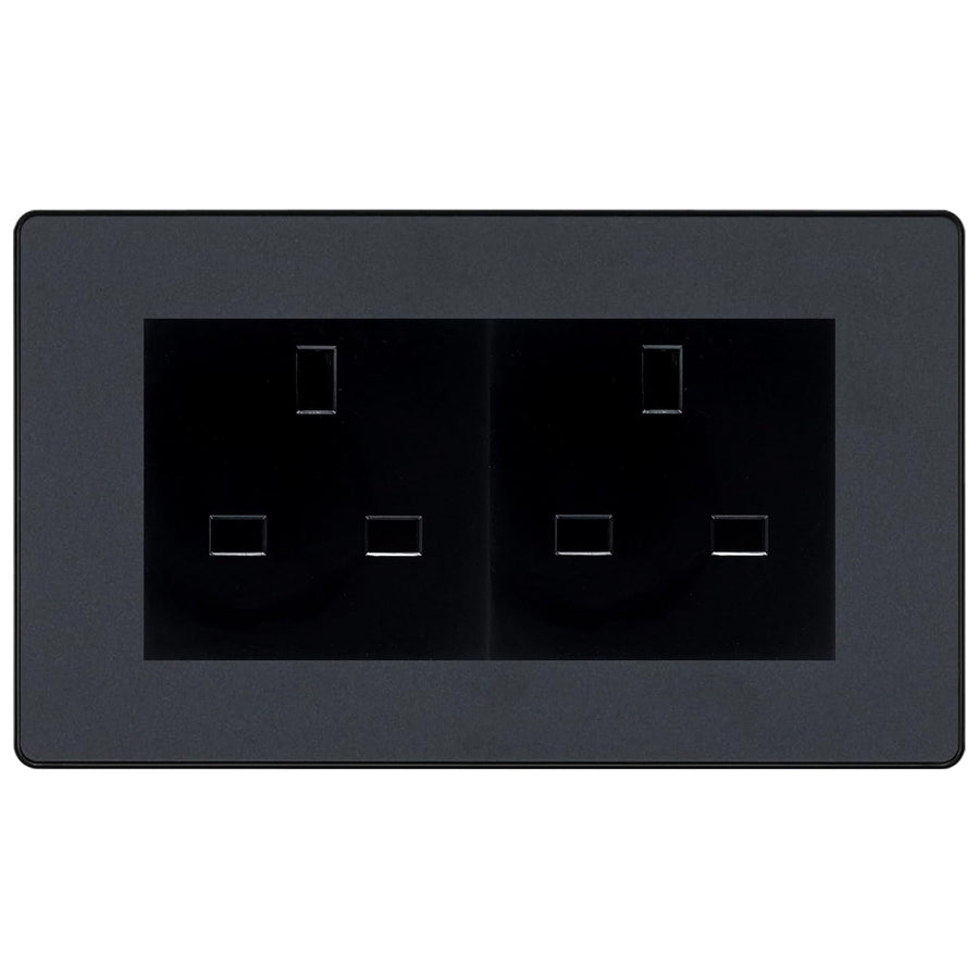 BG Evolve Matt Grey 4 Gang 13A Unswitched Socket - PCDMG4GUSSB
