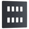 BG Evolve Matt Grey Custom Appliance Grid Switch 8 Gang Screwless