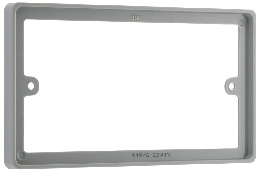 BG Nexus Grey 2 Gang Double 10mm Depth Rectangle Spacer Frame Back Box Plate