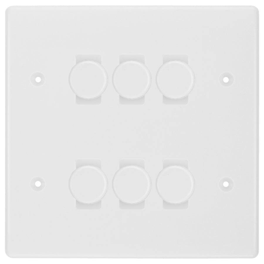 BG White 6 Gang Trailing Edge LED Dimmer Light Switch 2 Way Custom Switch