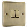 BG Nexus Metal Antique Brass 20A 16AX 2 Way Double Light Switch NAB42 with 25mm Steel Back Box