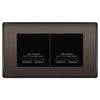BG Nexus Black Nickel 4G Euro Plate with 2X USB-A Dual Chargers – Black Insert