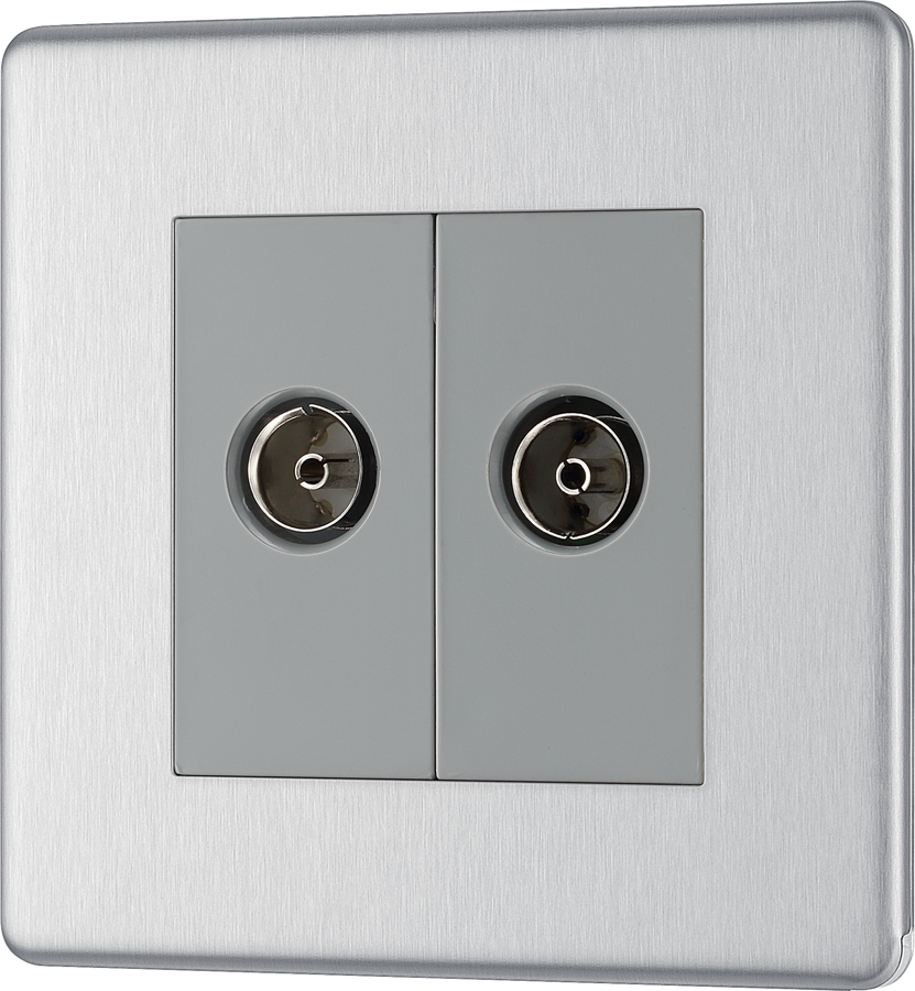 FBS61 Front - This coaxial socket from British General has 2 connection points for TV or FM aerial connections.