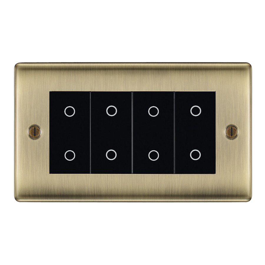 BG Nexus Antique Brass Quad Master Touch Dimmer Switch - Black Insert