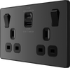 BG Evolve PCDBC22UAC22B 13A Double Switched Socket + USB A+C (22W) - Black Chrome