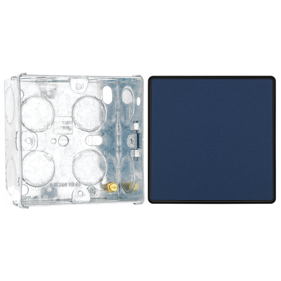 BG Evolve Matt Blue Intermediate Edge to Edge Rocker Switch PCDDB13EB with 35mm Steel Back Box