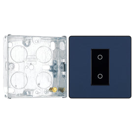 BG Evolve Matt Blue 1 Gang 200W Trailing Edge Master Touch Dimmer PCDDBTDM1B with 25mm Steel Back Box