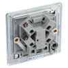 BG Screwless Polished Chrome 13A Unswitched Spur + Cable Outlet FPC55 with 35mm Steel Back Box