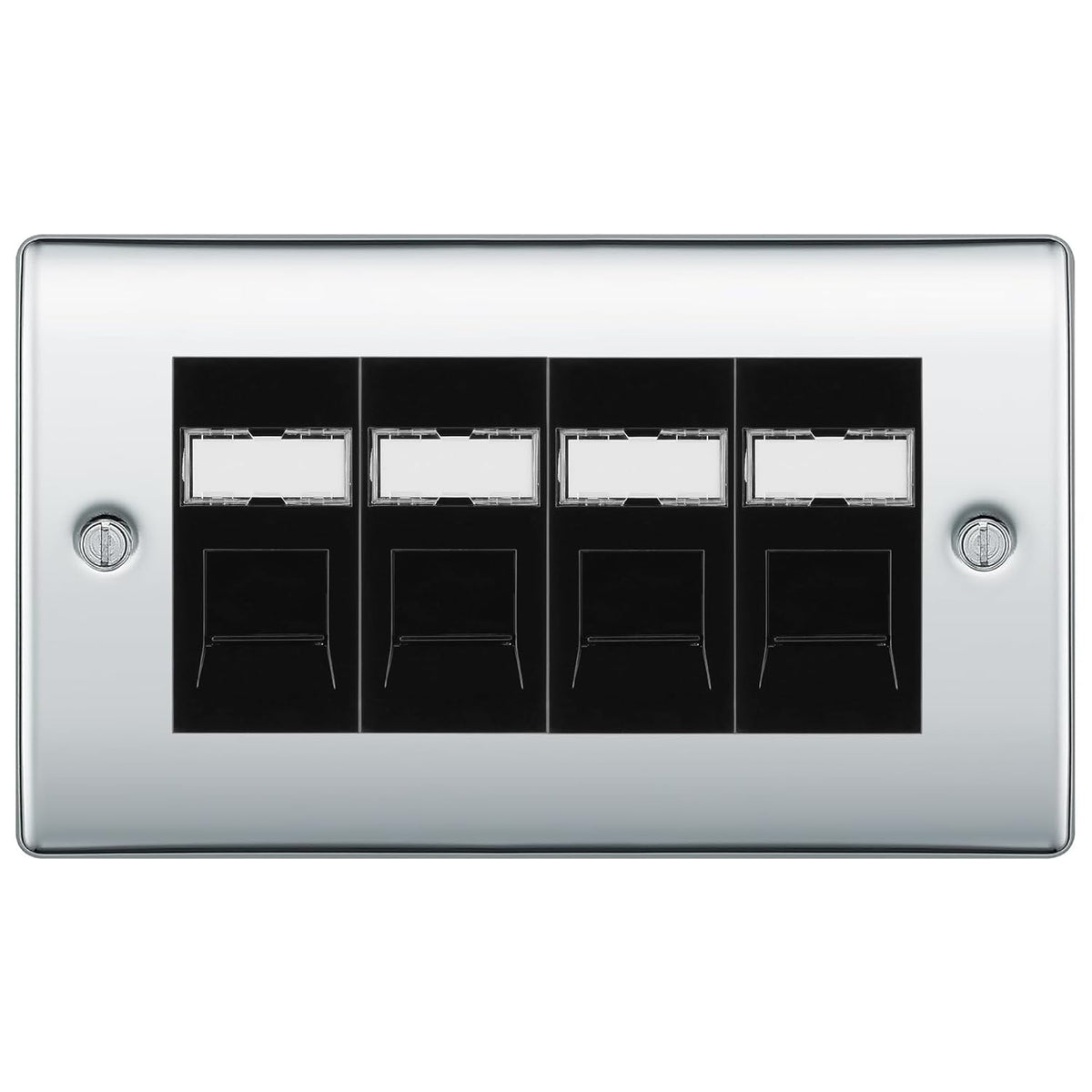 Data Outlet Insert BG Nexus Polished Chrome 4 Gang RJ45 Cat6 Data Socket Outlet Black ...