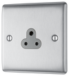 BG NBS28G Nexus 2A, unswitched socket round pin Brushed Steel