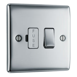 BG Nexus Metal Polished Chrome 13A Fused Connection Switched NPC50 with 25mm Steel Back Box