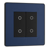 BG Evolve Matt Blue 2 Gang 200W Trailing Edge Master Touch Dimmer PCDDBTDM2B with 25mm Steel Back Box
