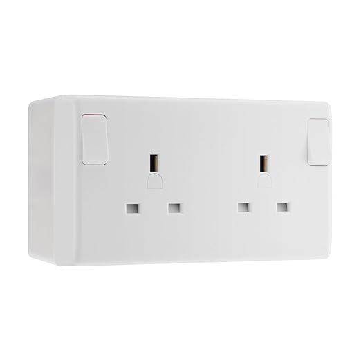 BG Electrical 13A SP Converter Switched Socket White & 50mm Pattress Back Box