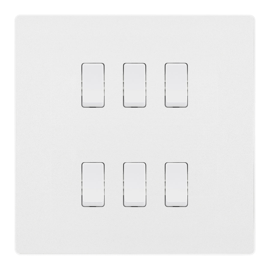 BG Evolve Pearlescent White 6 Gang Custom Grid Light Switch