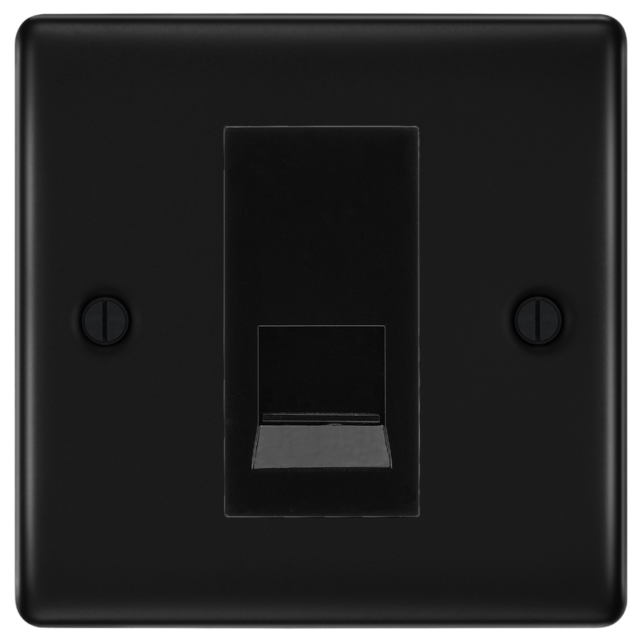 BG Nexus Matt Black Single Master Telephone Socket – Black Insert