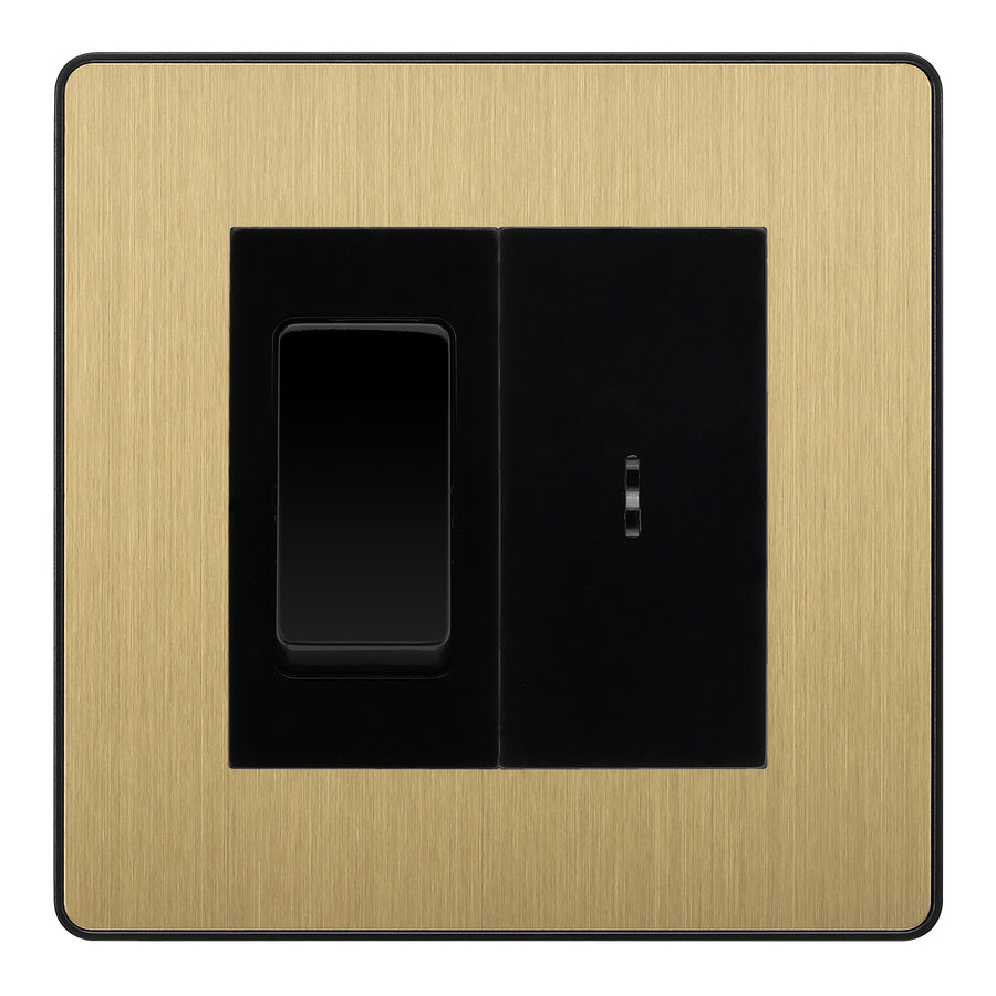 BG Evolve Satin Brass 2 Way Single Pole Key Switch with 2 Way Single Pole Switch, Key Included - Black Insert