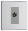 FBS62 Front - This single isolated coaxial socket from British General can be used for TV or FM aerial connections. An isolated aerial connection is ideal for use where a communal dish or aerial is used such as in a block of flats.