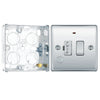 BG Nexus Metal Polished Chrome 13A Switched Spur + Neon + Cable Outlet NPC53 with 25mm Steel Back Box