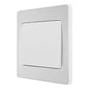 BG Evolve Brushed Steel 1 Gang 20A 16AX 2 Way Wide Rocker Light Switch PCDBS12WW with 25mm Steel Back Box