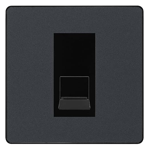 BG Evolve Matt Grey Single RJ11 Telephone Socket PCDMGRJ111 - Black Insert