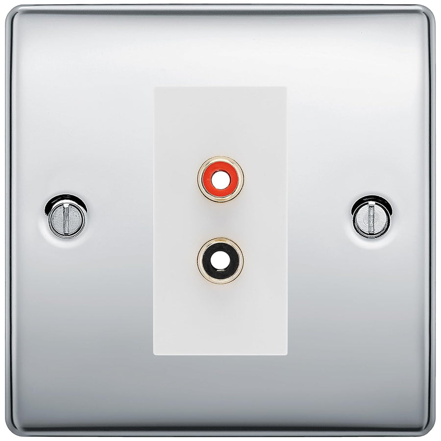 BG Nexus Polished Chrome Euro Module RCA X 2 Outlet NPCRCA2W