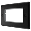 BG Matt Black Double 4 Gang Brush Cable Entry Wall Plate Black