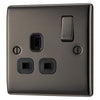 BG Nexus Black Nickel 13A Switched Single Socket NBN21B and 25mm Steel Back Box