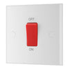 BG 975 Moulded Square Edge | White | 1 Gang 45A 2 Pole Cooker Switch