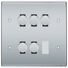 BG Polished Chrome 5 Gang Trailing Edge LED Dimmer Light Switch 2 Way Custom Switch