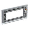 BG Polished Chrome Double 4 Gang Brush Cable Entry Wall Plate Black