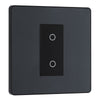 BG Evolve Matt Grey 1 Gang 200W Trailing Edge Master Touch Dimmer PCDMGTDM1B with 25mm Steel Back Box