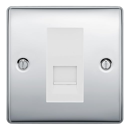 BG Nexus Polished Chrome Single IDC Secondary Telephone Socket - White Insert