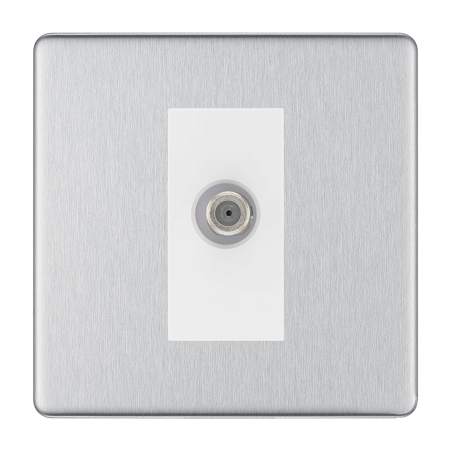 BG Screwless Brushed Steel Satellite Socket FBS64W