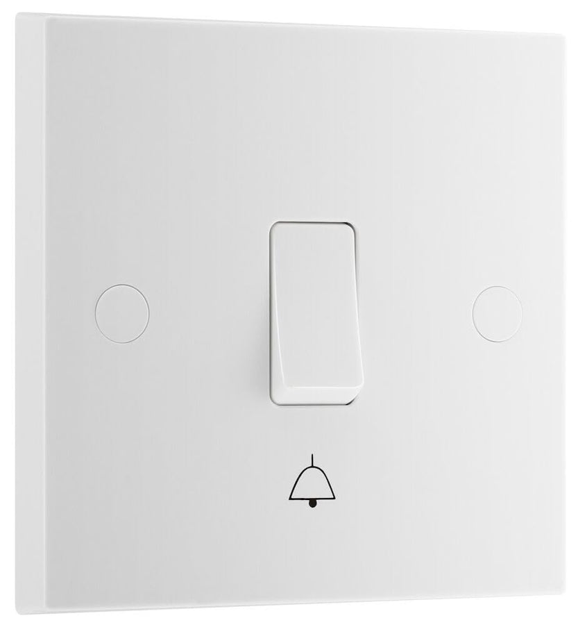 BG 914 Moulded Square Edge | White | 1 Gang 10AX 1 Way Bell Push Plate Switch