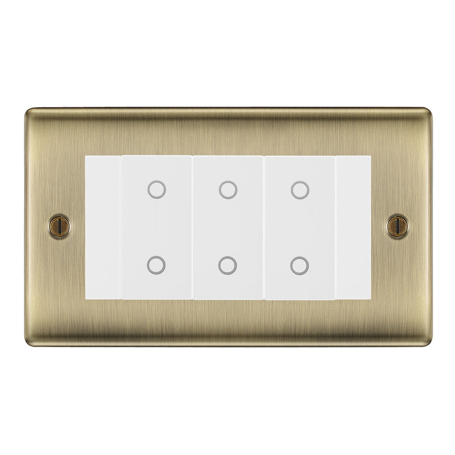BG Nexus Antique Brass Triple Secondary Touch Dimmer Switch - White Insert