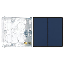 BG Evolve Matt Blue 2 Way Double Edge to Edge Rocker Switch PCDDB42EB with 25mm Steel Back Box