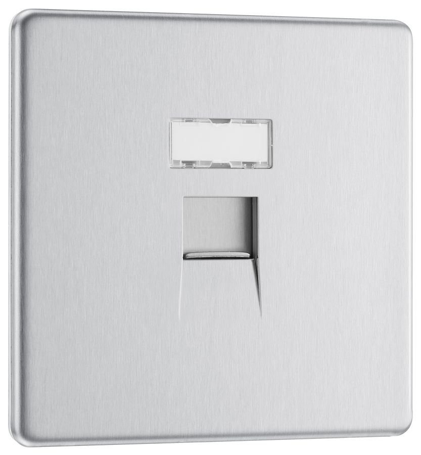 FBSRJ451 Front - This RJ45 ethernet socket from British General uses an IDC terminal connection and is ideal for home and office providing a networking outlet with ID window for identification. 