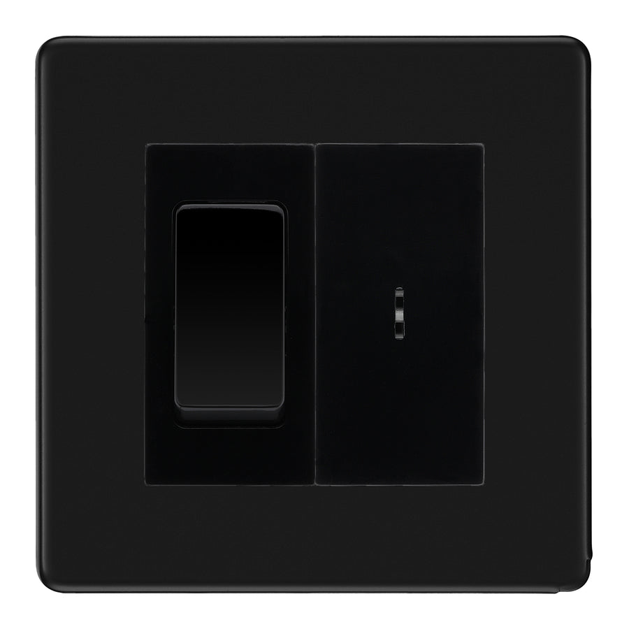BG Screwless Matt Black 2 Way Single Pole Key Switch with 2 Way Single Pole Switch, Key Included - Black Insert