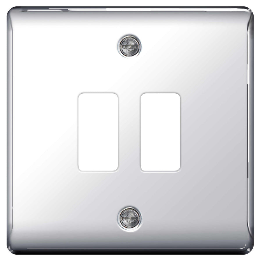 BG Nexus GNPC2 Grid Polished Chrome 2 Gang Front Plate