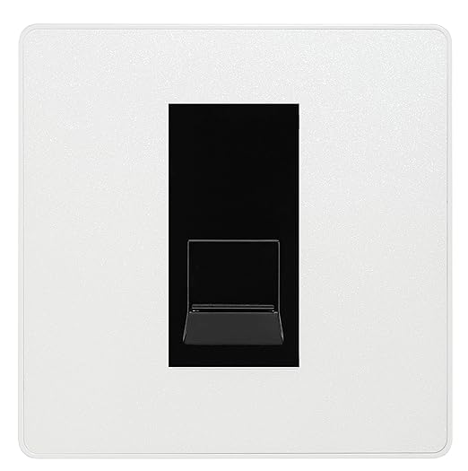 BG Evolve Pearlescent White Single RJ11 Telephone Socket PCDCLRJ111 - Black Insert