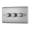 BG NBS83 Brushed Steel Trailing Edge Triple Dimmer Switch 3 Gang 2 Way LED