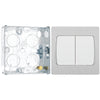 BG Evolve Brushed Steel 2 Gang 20A 16AX 2 Way Wide Rocker Light Switch PCDBS42WW with 25mm Steel Back Box