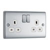 BG Nexus Metal Polished Chrome 13A Double Socket NPC22W with 25mm Steel Back Box