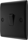 BG NFB12 Nexus Metal Matt Black 1 Gang 20A 16AX 2 Way Plate Switch