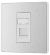 BG PCDBSRJ451W Brushed Steel Evolve RJ45 Cat6 Data Outlet - White Insert