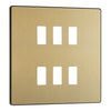 BG Evolve Satin Brass Custom Appliance Grid Switch 6 Gang Screwless